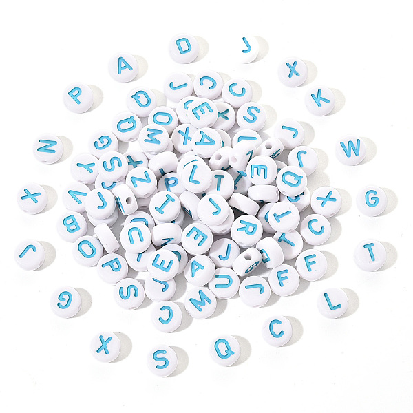 PandaHall Opaque White Acrylic Beads, with Enamel, Horizontal Hole, Flat Round with Initial Letter, Dark Turquoise, 9.5x4.5mm, Hole: 2mm...
PandaHall Opaque White Acrylic Beads, with Enamel, Horizontal Hole, Flat Round with Initial Letter, Dark Turquoise, 9.5x4.5mm, Hole: 2mm...