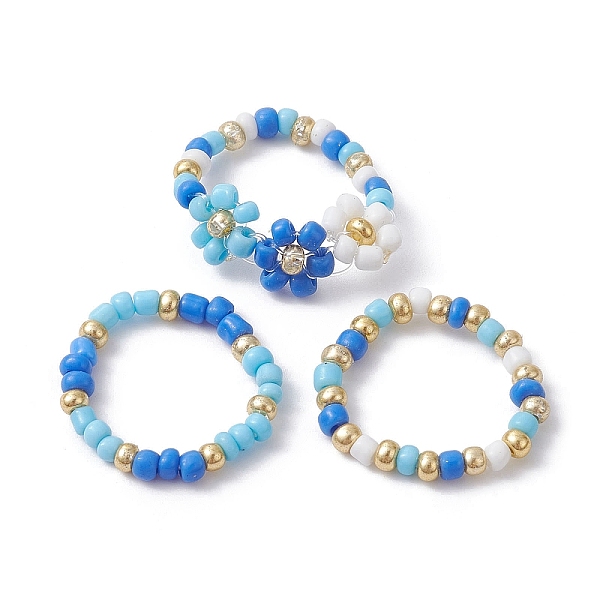 PandaHall 3Pcs 3 Style Glass Seed Beaded Stretch Rings Set, Flower Stackable Rings, Blue, US Size 7 1/4(17.5mm), 1Pc/style Glass Flower Blue
PandaHall 3Pcs 3 Style Glass Seed Beaded Stretch Rings Set, Flower Stackable Rings, Blue, US Size 7 1/4(17.5mm), 1Pc/style Glass Flower Blue