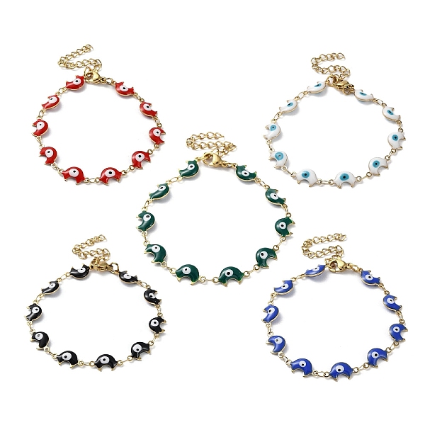 PandaHall Moon with Evil Eye Enamel Link Chain Bracelet, Vacuum Plating Golden 304 Stainless Steel Bracelet, Mixed Color, 6-5/8 inch(16.7cm)..., Multicolor
PandaHall Moon with Evil Eye Enamel Link Chain Bracelet, Vacuum Plating Golden 304 Stainless Steel Bracelet, Mixed Color, 6-5/8 inch(16.7cm)..., Multicolor