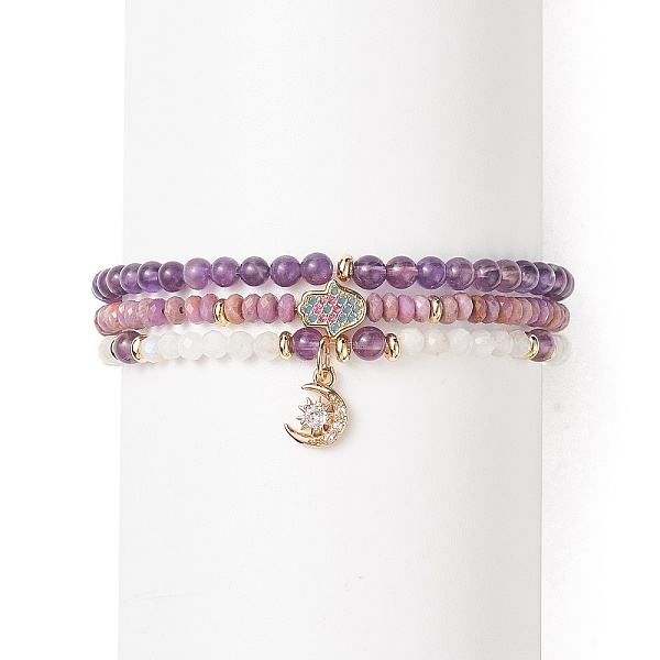 PandaHall 3Pcs 3 Style Natural Mixed Gemstone Beaded Stretch Bracelets Set, Cubic Zirconia Hamsa Hand & Moon Charms Stackable Bracelets for...
PandaHall 3Pcs 3 Style Natural Mixed Gemstone Beaded Stretch Bracelets Set, Cubic Zirconia Hamsa Hand & Moon Charms Stackable Bracelets for...