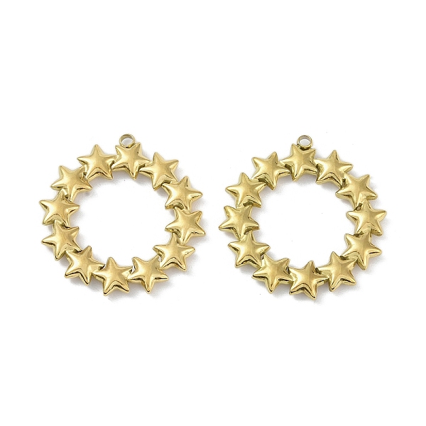 PandaHall Ion Plating(IP) 304 Stainless Steel Pendants, Ring with Star Charm, Real 18K Gold Plated, 26x24.5x3mm, Hole: 1.4mm 304 Stainless...
PandaHall Ion Plating(IP) 304 Stainless Steel Pendants, Ring with Star Charm, Real 18K Gold Plated, 26x24.5x3mm, Hole: 1.4mm 304 Stainless...