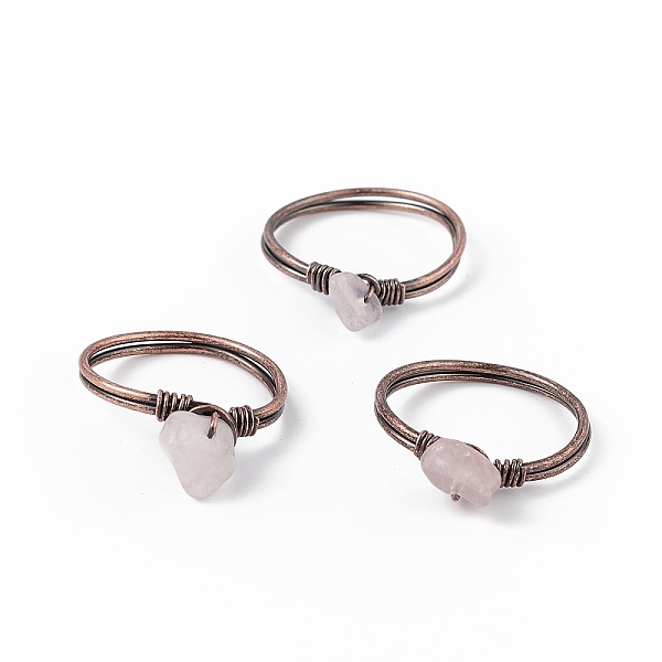 PandaHall Natural Rose Quartz Chips Finger Ring, Red Copper Brass Wire Wrap Jewelry for Women, Inner Diameter: 18mm Rose Quartz
PandaHall Natural Rose Quartz Chips Finger Ring, Red Copper Brass Wire Wrap Jewelry for Women, Inner Diameter: 18mm Rose Quartz