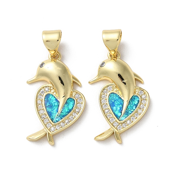 PandaHall Brass Micro Pave Clear Cubic Zirconia Pendants, with Synthetic Opal, Real 18K Gold Plated, Dolphin & Heart, Dolphin...
PandaHall Brass Micro Pave Clear Cubic Zirconia Pendants, with Synthetic Opal, Real 18K Gold Plated, Dolphin & Heart, Dolphin...