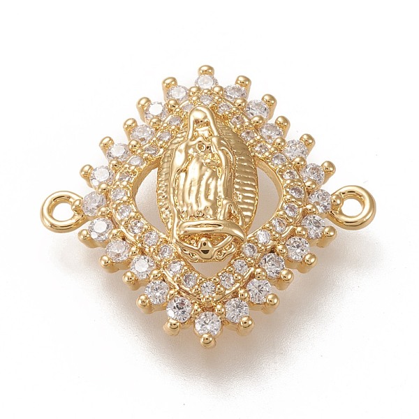 PandaHall Brass Links Connectors, with Clear Micro Pave Cubic Zirconia, Rhombus with Virgin Mary, Real 18K Gold Plated, 20x21x4.5mm, Hole...
PandaHall Brass Links Connectors, with Clear Micro Pave Cubic Zirconia, Rhombus with Virgin Mary, Real 18K Gold Plated, 20x21x4.5mm, Hole...