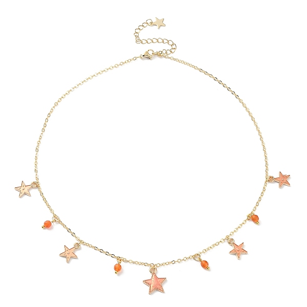 PandaHall Natural Agate Round & Alloy Enamel Star Charms Bib Necklace with 304 Stainless Steel Chains, Coral, 15.94 inch(40.5cm) Natural..., Red
PandaHall Natural Agate Round & Alloy Enamel Star Charms Bib Necklace with 304 Stainless Steel Chains, Coral, 15.94 inch(40.5cm) Natural..., Red
