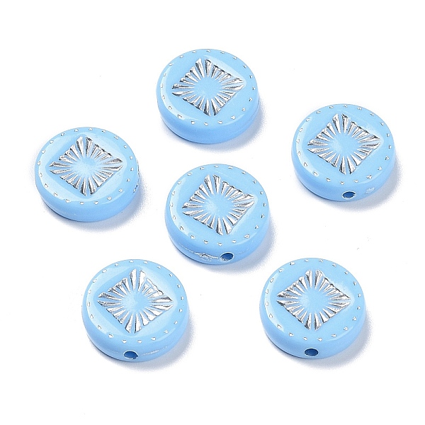 PandaHall Opaque Acrylic Beads, Metal Enlaced, Flat Round with Rhombus Pattern, Light Sky Blue, 15~15.5x4.5~5mm, Hole: 1.8mm, about...
PandaHall Opaque Acrylic Beads, Metal Enlaced, Flat Round with Rhombus Pattern, Light Sky Blue, 15~15.5x4.5~5mm, Hole: 1.8mm, about...