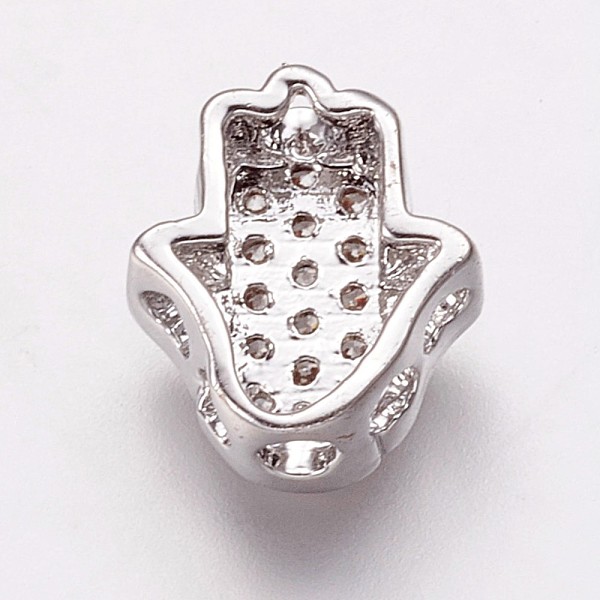 PandaHall Brass Cubic Zirconia Beads, Hamsa Hand/Hand of Fatima/Hand of Miriam, Clear, Platinum, 9.5x8.5x4mm, Hole: 2mm Brass+Cubic Zirconia...
PandaHall Brass Cubic Zirconia Beads, Hamsa Hand/Hand of Fatima/Hand of Miriam, Clear, Platinum, 9.5x8.5x4mm, Hole: 2mm Brass+Cubic Zirconia...