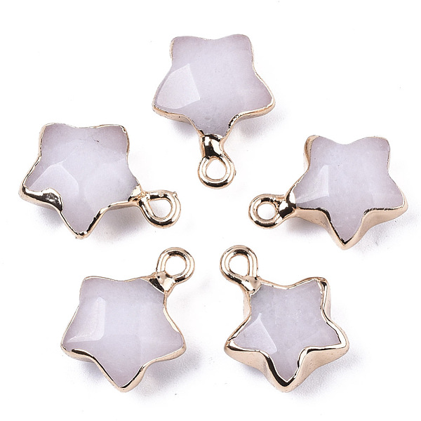 PandaHall Natural White Jade Pendants, with Light Gold Plated Edge and Brass Loop, Star, Faceted, 16~17x13x6.5mm, Hole: 1.6mm White Jade...
PandaHall Natural White Jade Pendants, with Light Gold Plated Edge and Brass Loop, Star, Faceted, 16~17x13x6.5mm, Hole: 1.6mm White Jade...