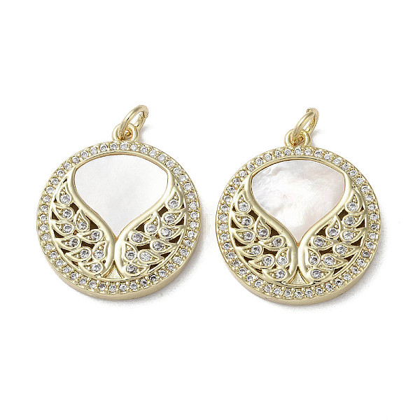 PandaHall Brass Micro Pave Cubic Zirconia Pendants, with Shell, Flat Round with Wing Pattern, Real 18K Gold Plated, 22x19.5x3mm, Hole: 3mm..., Clear
PandaHall Brass Micro Pave Cubic Zirconia Pendants, with Shell, Flat Round with Wing Pattern, Real 18K Gold Plated, 22x19.5x3mm, Hole: 3mm..., Clear