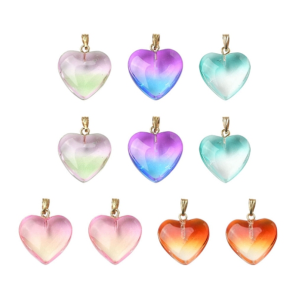PandaHall 10Pcs 5 Colors Two Tone Transparent Glass Pendants, with Golden Plated Iron Findings, Heart Charms, Mixed Color, 22x20.5x7mm, Hole..., Multicolor
PandaHall 10Pcs 5 Colors Two Tone Transparent Glass Pendants, with Golden Plated Iron Findings, Heart Charms, Mixed Color, 22x20.5x7mm, Hole..., Multicolor