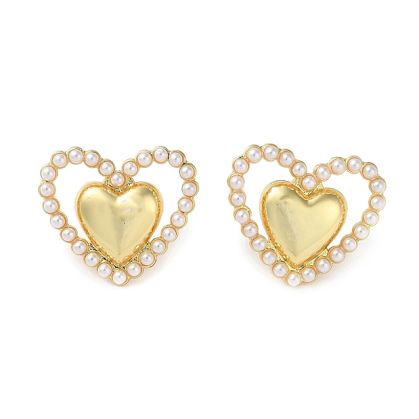PandaHall Rack Plating Brass Heart Stud Earring, with Plastic Pearl Beads, Long-Lasting Plated, Lead Free & Cadmium Free, Real 18K Gold...
PandaHall Rack Plating Brass Heart Stud Earring, with Plastic Pearl Beads, Long-Lasting Plated, Lead Free & Cadmium Free, Real 18K Gold...