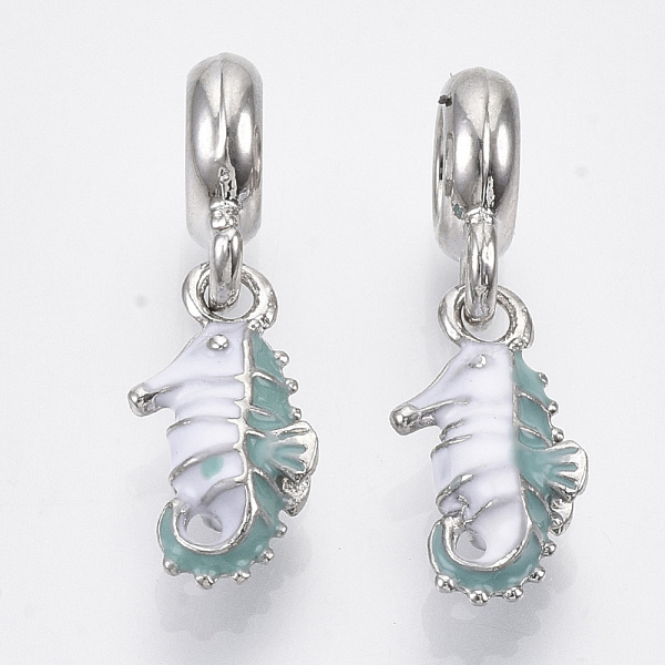 PandaHall Alloy European Dangle Charms, with Enamel, Large Hole Pendants, Sea Horse, White, Platinum, 27.5mm, Hole: 5mm, Sea Horse...
PandaHall Alloy European Dangle Charms, with Enamel, Large Hole Pendants, Sea Horse, White, Platinum, 27.5mm, Hole: 5mm, Sea Horse...