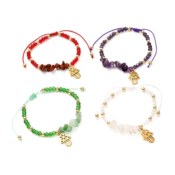 PandaHall Hamsa Hand /Hand of Miriam Charm Braided Bead Bracelet, Natural Mixed Stone Chip & Glass Beads Bracelet for Her, Golden, Mixed..., Multicolor
PandaHall Hamsa Hand /Hand of Miriam Charm Braided Bead Bracelet, Natural Mixed Stone Chip & Glass Beads Bracelet for Her, Golden, Mixed..., Multicolor