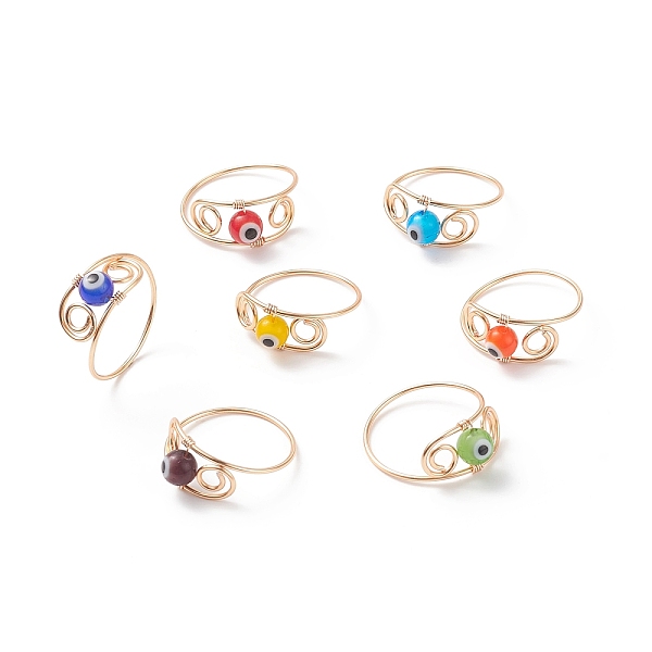 PandaHall 7Pcs 7 Color Lampwork Evil Eye Braided Bead Finger Rings Set, Golden Copper Wire Wrap Jewelry for Women, Mixed Color, US Size 10..., Multicolor
PandaHall 7Pcs 7 Color Lampwork Evil Eye Braided Bead Finger Rings Set, Golden Copper Wire Wrap Jewelry for Women, Mixed Color, US Size 10..., Multicolor