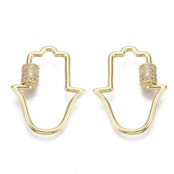 PandaHall Brass Micro Pave Clear Cubic Zirconia Screw Carabiner Lock Charms, for Necklaces Making, Hamsa Hand/Hand of Miriam, Nickel Free...
PandaHall Brass Micro Pave Clear Cubic Zirconia Screw Carabiner Lock Charms, for Necklaces Making, Hamsa Hand/Hand of Miriam, Nickel Free...