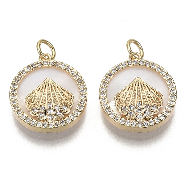 PandaHall Brass Micro Pave Cubic Zirconia Pendants, with Freshwater Shell and Jump Ring, Flat Round, Nickel Free, Real 18K Gold Plated..., Clear
PandaHall Brass Micro Pave Cubic Zirconia Pendants, with Freshwater Shell and Jump Ring, Flat Round, Nickel Free, Real 18K Gold Plated..., Clear