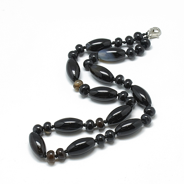 PandaHall Natural Black Agate Beaded Necklaces, with Alloy Lobster Clasps, Dyed, 18.1 inch~18.5 inch(46~47cm), Oval: 20x10mm Black Agate
PandaHall Natural Black Agate Beaded Necklaces, with Alloy Lobster Clasps, Dyed, 18.1 inch~18.5 inch(46~47cm), Oval: 20x10mm Black Agate