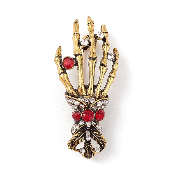 PandaHall Halloween Theme Rhinestone Skeleton Hand Brooch Pin, Alloy Badge for Backpack Clothing, Antique Golden, 48.5x21.5x11mm, Pin: 0.7mm..., Red
PandaHall Halloween Theme Rhinestone Skeleton Hand Brooch Pin, Alloy Badge for Backpack Clothing, Antique Golden, 48.5x21.5x11mm, Pin: 0.7mm..., Red