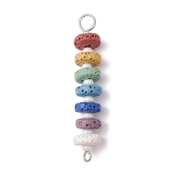 PandaHall Chakra Natural Lava Rock Dyed Beaded Connector Charms, with White Glass Seed Beads, Disc Links, Platinum, 45x8mm, Hole: 1.5mm and...
PandaHall Chakra Natural Lava Rock Dyed Beaded Connector Charms, with White Glass Seed Beads, Disc Links, Platinum, 45x8mm, Hole: 1.5mm and...
