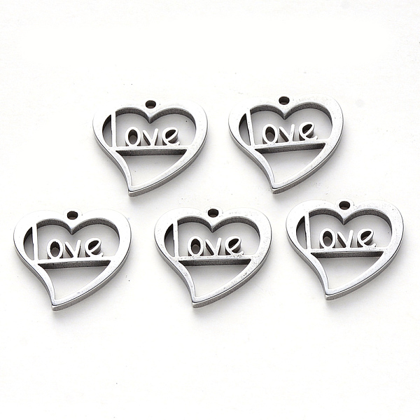PandaHall 304 Stainless Steel Charms, Laser Cut, Heart with Word Love, for Valentine's Day, Stainless Steel Color, 15x15x1mm, Hole: 1.4mm...
PandaHall 304 Stainless Steel Charms, Laser Cut, Heart with Word Love, for Valentine's Day, Stainless Steel Color, 15x15x1mm, Hole: 1.4mm...