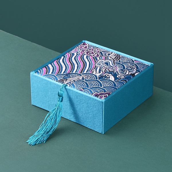 PandaHall Chinese Style Wave Brocade & Satin Box, for Bracelet, Earring, Square, Deep Sky Blue, 10x10x4cm Cloth Square
PandaHall Chinese Style Wave Brocade & Satin Box, for Bracelet, Earring, Square, Deep Sky Blue, 10x10x4cm Cloth Square