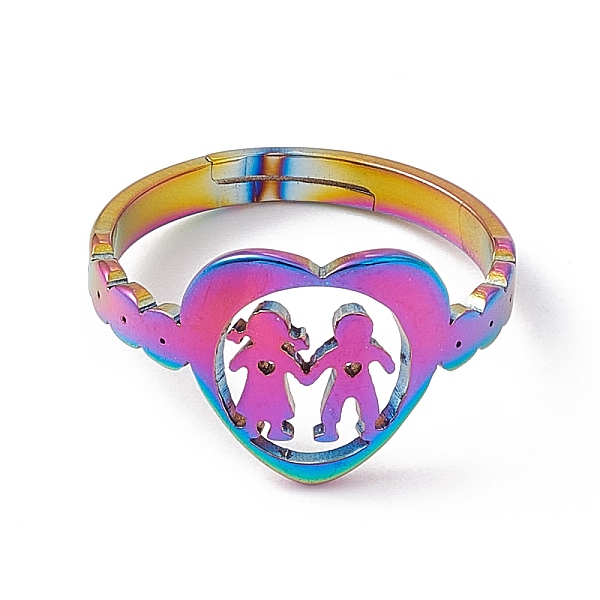 PandaHall Ion Plating(IP) 201 Stainless Steel Heart with Lovers Adjustable Ring for Valentine's Day, Rainbow Color, US Size 6 1/4(16.7mm)...
PandaHall Ion Plating(IP) 201 Stainless Steel Heart with Lovers Adjustable Ring for Valentine's Day, Rainbow Color, US Size 6 1/4(16.7mm)...