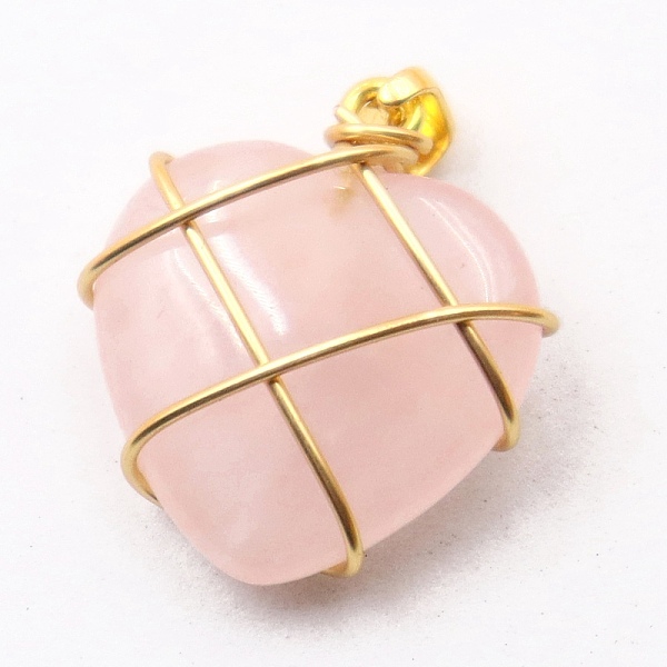 PandaHall Valentine's Day Natural Rose Quartz Copper Wire Wrapped Pendants, Heart Charms with Snap on Bails, Golden, 20mm Rose Quartz Heart
PandaHall Valentine's Day Natural Rose Quartz Copper Wire Wrapped Pendants, Heart Charms with Snap on Bails, Golden, 20mm Rose Quartz Heart
