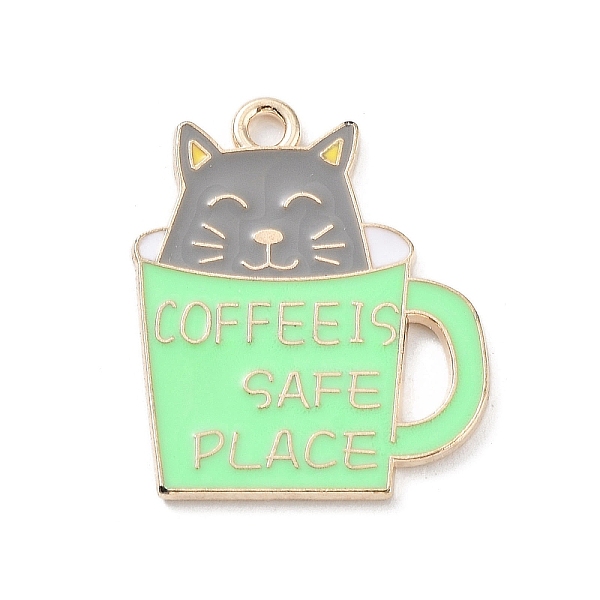 PandaHall Alloy Enamel Pendants, Golden, Cup Cat with Word Coffee is Safe Place Charm, Pale Green, 24.5x20.5x1mm, Hole: 2mm Alloy+Enamel Cat...
PandaHall Alloy Enamel Pendants, Golden, Cup Cat with Word Coffee is Safe Place Charm, Pale Green, 24.5x20.5x1mm, Hole: 2mm Alloy+Enamel Cat...