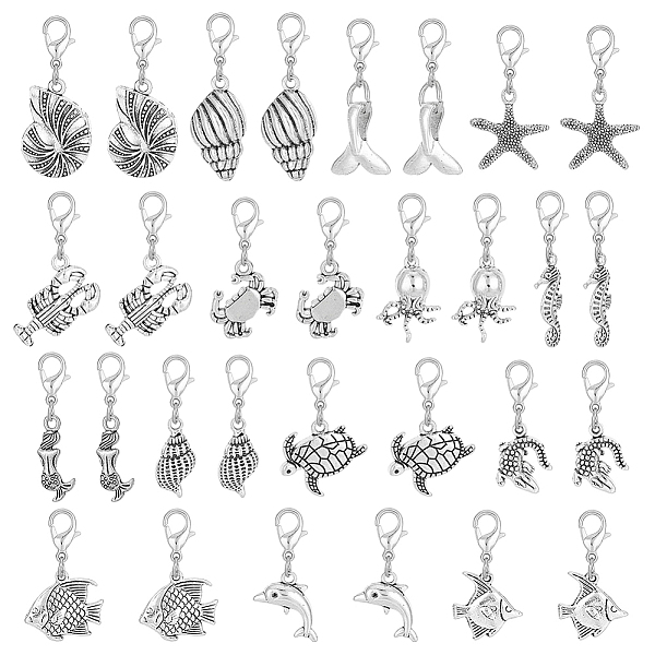 PandaHall Sea Animal Theme Tibetan Style Alloy Pendant Decoration, with Lobster Claw Clasps, Antique Silver & Platinum, 30~38mm, 15 style...
PandaHall Sea Animal Theme Tibetan Style Alloy Pendant Decoration, with Lobster Claw Clasps, Antique Silver & Platinum, 30~38mm, 15 style...