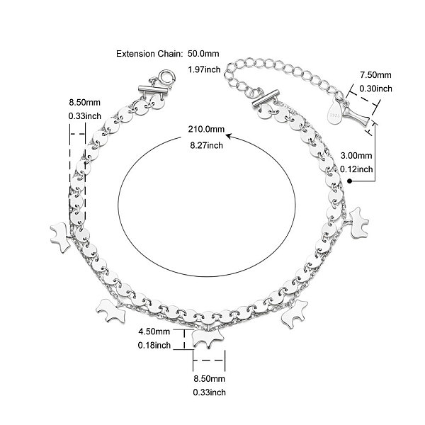 PandaHall SHEGRACE 925 Sterling Silver Multi-strand Puppy Charm Anklet, with S925 Stamp, Dog Silhouette, Silver, 10-1/4 inch(260mm), 4mm...
PandaHall SHEGRACE 925 Sterling Silver Multi-strand Puppy Charm Anklet, with S925 Stamp, Dog Silhouette, Silver, 10-1/4 inch(260mm), 4mm...