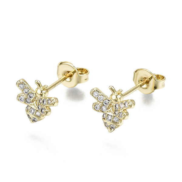 PandaHall Brass Micro Pave Clear Cubic Zirconia Stud Earrings, with Ear Nuts, Nickel Free, Bees, Real 16K Gold Plated, 8x8.5mm, Pin: 0.8mm...
PandaHall Brass Micro Pave Clear Cubic Zirconia Stud Earrings, with Ear Nuts, Nickel Free, Bees, Real 16K Gold Plated, 8x8.5mm, Pin: 0.8mm...