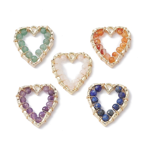 PandaHall Natural Mixed Gemstone Faceted Round Pendants, Eco-Friendly Golden Plated Copper Wire Wrapped Charms, Mixed Dyed and Undyed, Heart...
PandaHall Natural Mixed Gemstone Faceted Round Pendants, Eco-Friendly Golden Plated Copper Wire Wrapped Charms, Mixed Dyed and Undyed, Heart...