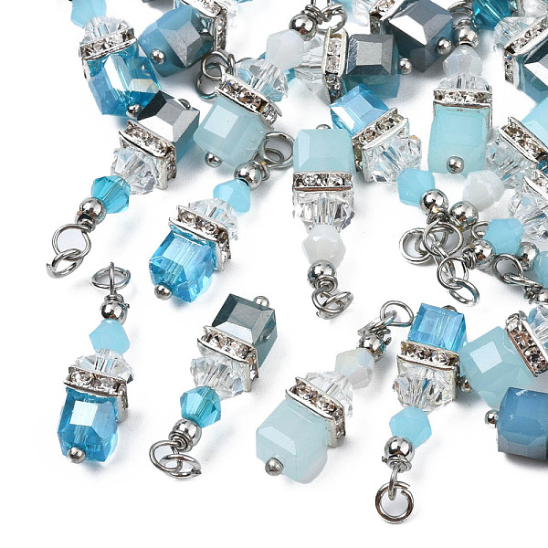 PandaHall Faceted Transparent Glass Charms, with Platinum Plated Iron Findings and Jump Ring, Cube, Mixed Color, 25.5x6x6mm, Hole: 2mm..., Multicolor
PandaHall Faceted Transparent Glass Charms, with Platinum Plated Iron Findings and Jump Ring, Cube, Mixed Color, 25.5x6x6mm, Hole: 2mm..., Multicolor