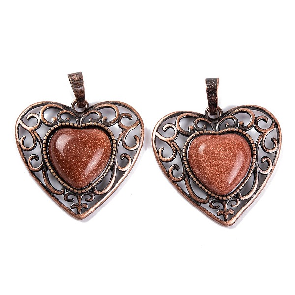 PandaHall Synthetic Goldstone Peach Love Heart Pendants, Rack Plating Brass Hollow Heart Charms, Cadmium Free & Lead Free, Red Copper...
PandaHall Synthetic Goldstone Peach Love Heart Pendants, Rack Plating Brass Hollow Heart Charms, Cadmium Free & Lead Free, Red Copper...
