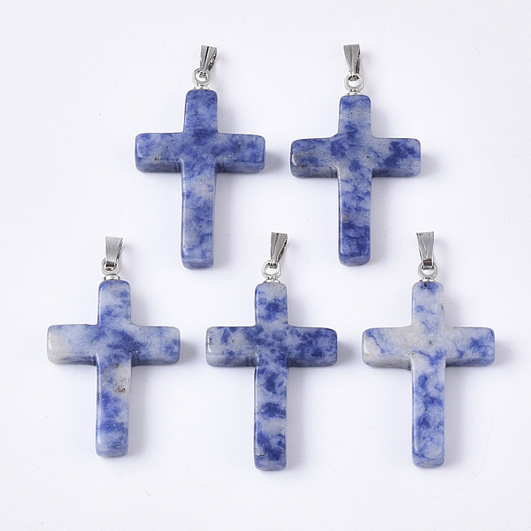 PandaHall Natural Blue Spot Stone Pendants, with Stainless Steel Peg Bails, Cross, Stainless Steel Color, 29~30x18.5x4.5mm, Hole: 5.5x2mm...
PandaHall Natural Blue Spot Stone Pendants, with Stainless Steel Peg Bails, Cross, Stainless Steel Color, 29~30x18.5x4.5mm, Hole: 5.5x2mm...