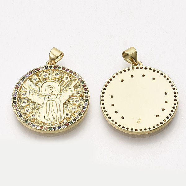 PandaHall Brass Micro Pave Cubic Zirconia Pendants, Flat Round with Jesus, Colorful, Golden, 26x23.5x2mm, Hole: 3x4mm Brass+Cubic Zirconia...
PandaHall Brass Micro Pave Cubic Zirconia Pendants, Flat Round with Jesus, Colorful, Golden, 26x23.5x2mm, Hole: 3x4mm Brass+Cubic Zirconia...