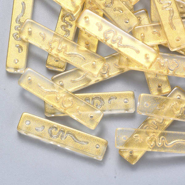 PandaHall Transparent Spray Painted Glass Links connectors, with Glitter Powder, Rectangle, Gold, 30x7x3mm, Hole: 1.2mm Glass Rectangle Gold
PandaHall Transparent Spray Painted Glass Links connectors, with Glitter Powder, Rectangle, Gold, 30x7x3mm, Hole: 1.2mm Glass Rectangle Gold