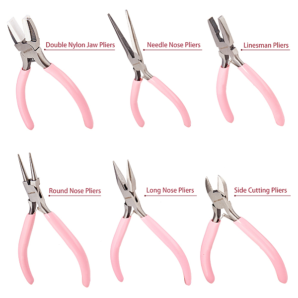 PandaHall SUNNYCLUE 45# Carbon Steel Jewelry Plier Sets, Polishing, Pink, 10.25~14x6.8~8.95x0.8~1cm, 6pcs/set Carbon Steel Pink
PandaHall SUNNYCLUE 45# Carbon Steel Jewelry Plier Sets, Polishing, Pink, 10.25~14x6.8~8.95x0.8~1cm, 6pcs/set Carbon Steel Pink