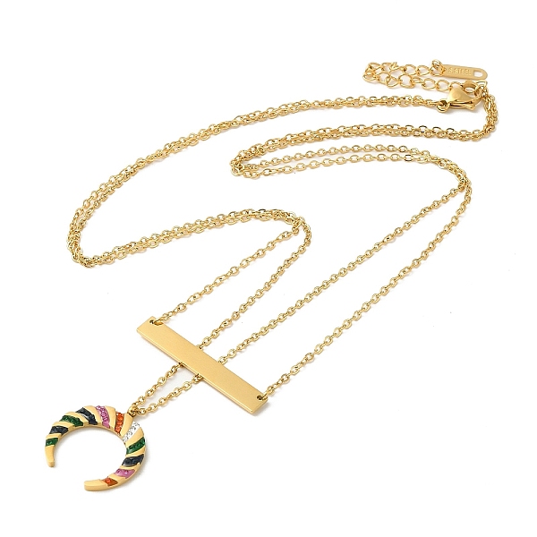PandaHall Rhinestone Double Horn & Rectangle Pendants Double Layer Necklaces, Ion Plating(IP) 304 Stainless Steel Jewelry, Golden, 20.28...
PandaHall Rhinestone Double Horn & Rectangle Pendants Double Layer Necklaces, Ion Plating(IP) 304 Stainless Steel Jewelry, Golden, 20.28...