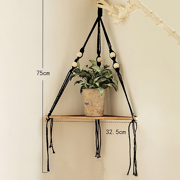 PandaHall 1-Tier Wooden Corner Shelf Wall Hanging, Cotton Rope Macrame Tassel Floating Shelves for Plants Pots Photo Frames, Black...
PandaHall 1-Tier Wooden Corner Shelf Wall Hanging, Cotton Rope Macrame Tassel Floating Shelves for Plants Pots Photo Frames, Black...