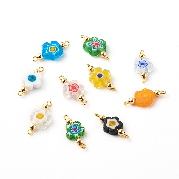 PandaHall Handmade Millefiori Glass Links Connectors, with Golden 304 Stainless Steel Loops, Flower, Mixed Color, 25x12x4mm, Hole: 1.6~1.8mm..., Multicolor
PandaHall Handmade Millefiori Glass Links Connectors, with Golden 304 Stainless Steel Loops, Flower, Mixed Color, 25x12x4mm, Hole: 1.6~1.8mm..., Multicolor