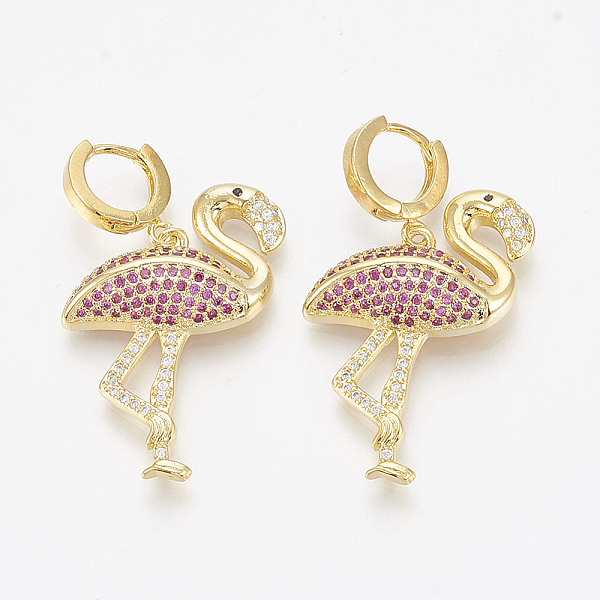 PandaHall Brass Micro Pave Cubic Zirconia Hoop Earrings, Flamingo Shape, Colorful, Golden, 38mm, pin: 0.9mm Cubic Zirconia
PandaHall Brass Micro Pave Cubic Zirconia Hoop Earrings, Flamingo Shape, Colorful, Golden, 38mm, pin: 0.9mm Cubic Zirconia
