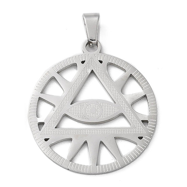 PandaHall 201 Stainless Steel Pendants, Laser Cut, Flat Round with Eye Charm, Stainless Steel Color, 34x30x1.5mm, Hole: 7x5mm 201 Stainless...
PandaHall 201 Stainless Steel Pendants, Laser Cut, Flat Round with Eye Charm, Stainless Steel Color, 34x30x1.5mm, Hole: 7x5mm 201 Stainless...