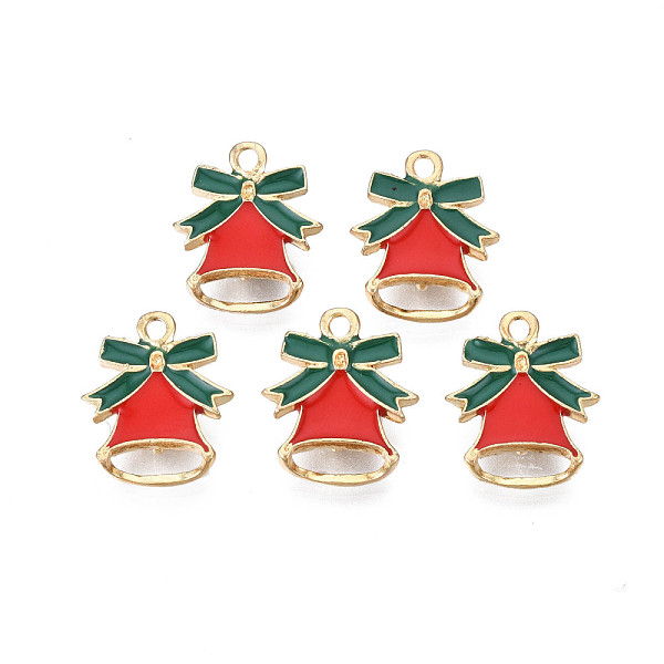PandaHall Rack Plating Alloy Enamel Pendants, Cadmium Free & Nickel Free & Lead Free, Light Gold, Christmas Bell, Green, 18x15x4mm, Hole...
PandaHall Rack Plating Alloy Enamel Pendants, Cadmium Free & Nickel Free & Lead Free, Light Gold, Christmas Bell, Green, 18x15x4mm, Hole...