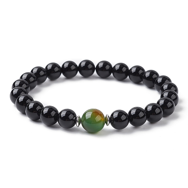 PandaHall Natural Dyed Peacock Agate & Black Onyx Round Beaded Stretch Bracelets, Inner Diameter: 2-5/8 inch(6.6cm) Black Onyx Black
PandaHall Natural Dyed Peacock Agate & Black Onyx Round Beaded Stretch Bracelets, Inner Diameter: 2-5/8 inch(6.6cm) Black Onyx Black