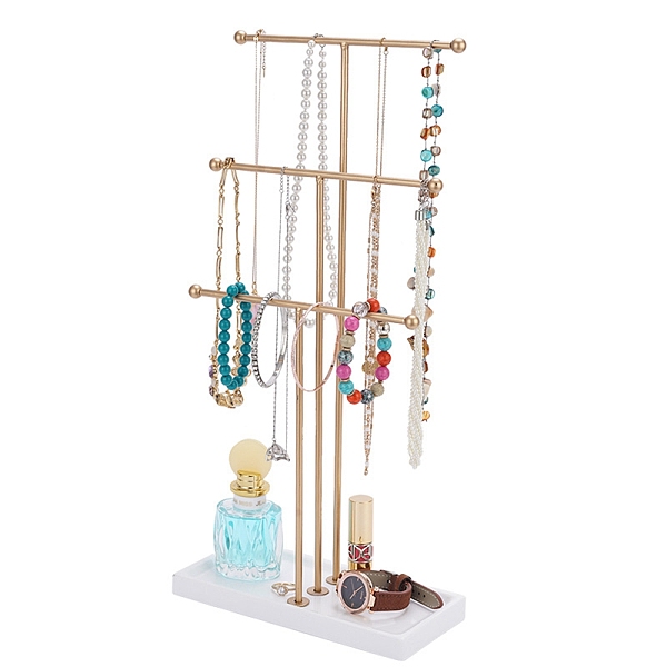 PandaHall 3-Tier Iron T-Bar Jewelry Display Risers, Jewelry Organizer Holder with White Wooden Base, for Bracelets Necklaces Storage, Golden...
PandaHall 3-Tier Iron T-Bar Jewelry Display Risers, Jewelry Organizer Holder with White Wooden Base, for Bracelets Necklaces Storage, Golden...