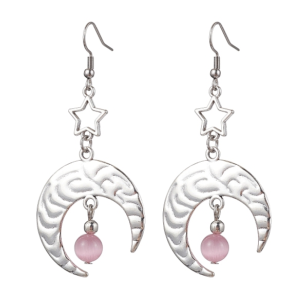 PandaHall Antique Silver Alloy Star & Moon Dangle Earrings, with Glass Beads, Thistle, 70.5x32.5mm Glass Moon Purple
PandaHall Antique Silver Alloy Star & Moon Dangle Earrings, with Glass Beads, Thistle, 70.5x32.5mm Glass Moon Purple
