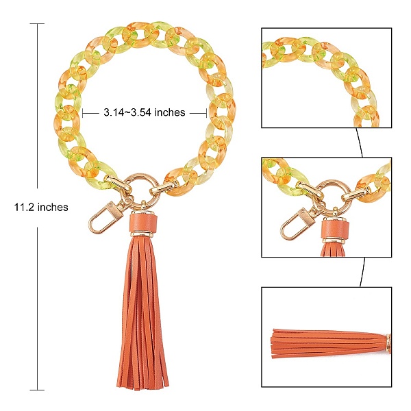 PandaHall Chain Link Wristlet Keychain, Acrylic Bracelet Tassel Keychain, with Alloy Findings, Orange, 28cm Acrylic Others Orange
PandaHall Chain Link Wristlet Keychain, Acrylic Bracelet Tassel Keychain, with Alloy Findings, Orange, 28cm Acrylic Others Orange