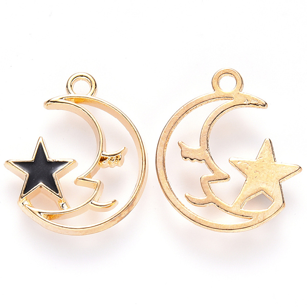 PandaHall Alloy Enamel Pendants, Moon with Star, Light Gold, Black, 19x17x2mm, Hole: 1.6mm Alloy+Enamel Moon Black
PandaHall Alloy Enamel Pendants, Moon with Star, Light Gold, Black, 19x17x2mm, Hole: 1.6mm Alloy+Enamel Moon Black