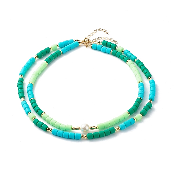 PandaHall Polymer Clay Beaded Necklaces, with Pearl Beads and Brass Spacer Beads, Pale Green, 19.09 inch(485mm), 16.93 inch(430mm, 2pcs/set...
PandaHall Polymer Clay Beaded Necklaces, with Pearl Beads and Brass Spacer Beads, Pale Green, 19.09 inch(485mm), 16.93 inch(430mm, 2pcs/set...